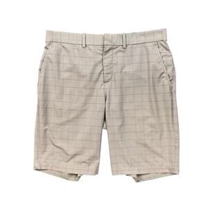 Nike Shorts Mens 34 White Parchment Golf DriFit Hybrid Plaid Performance Stretch